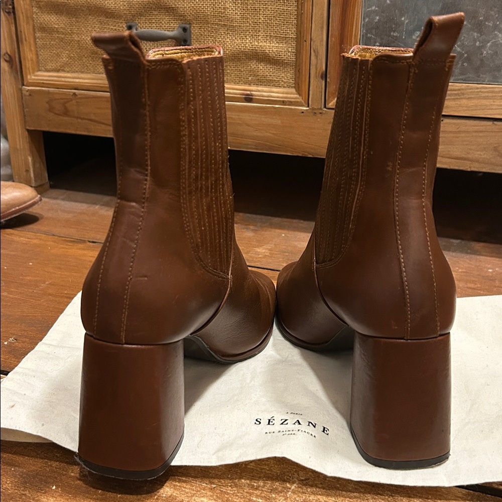 Sezane Dorie Boots Vintage Smooth Chocolate - Size 7 - Picture 5 of 7